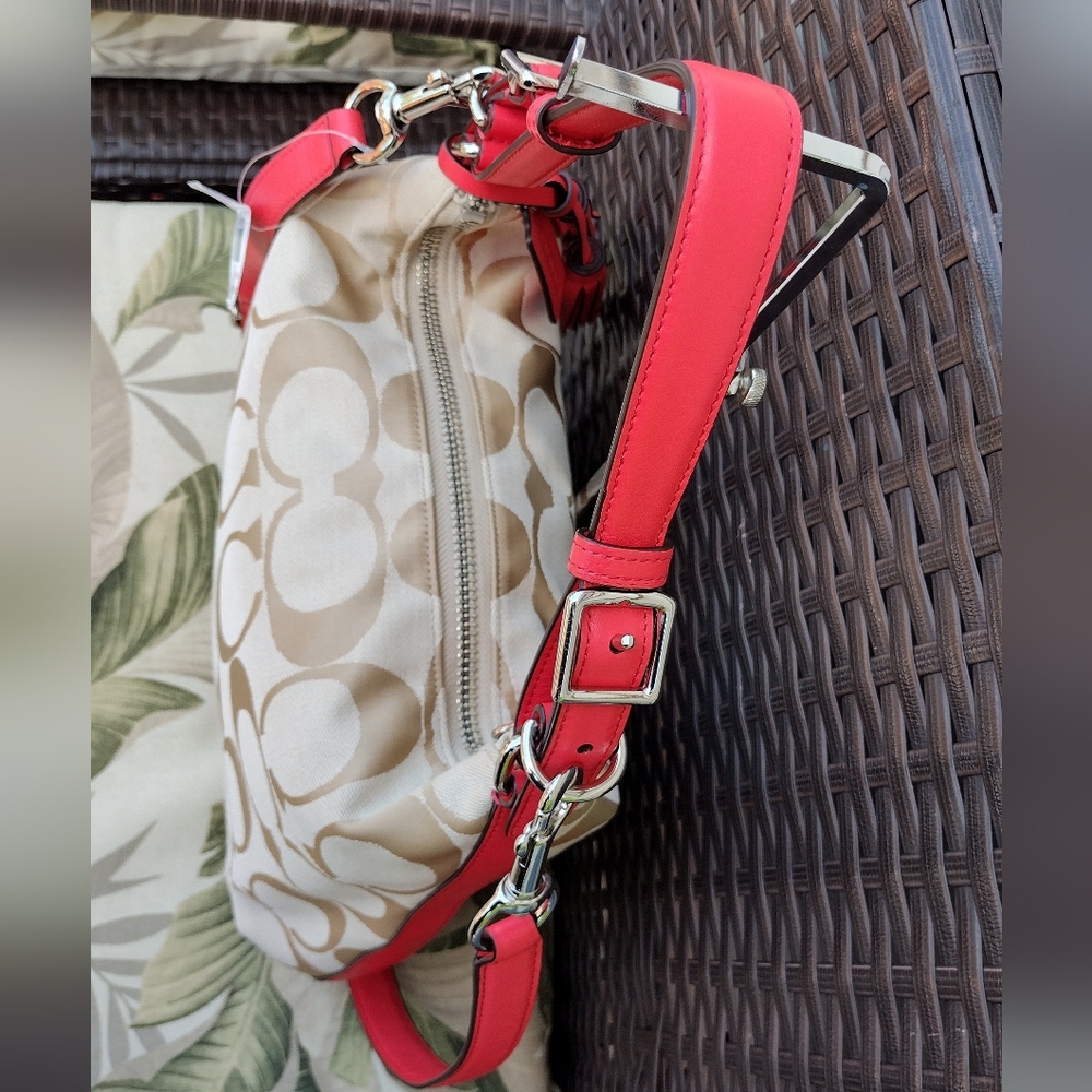 NWT Coach Legacy Signature Courtney Hobo Bag Khaki and Coral Style #22392 - Picture 6 of 15